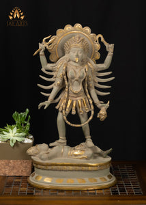 18” Brass Hindu Goddess Kali Statue Exudes Her Divine Fury