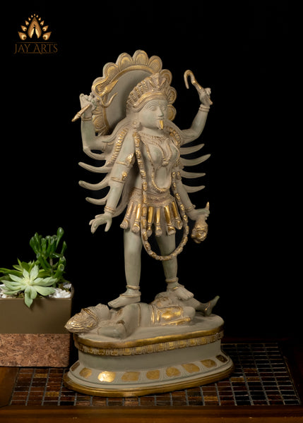 18” Brass Hindu Goddess Kali Statue Exudes Her Divine Fury