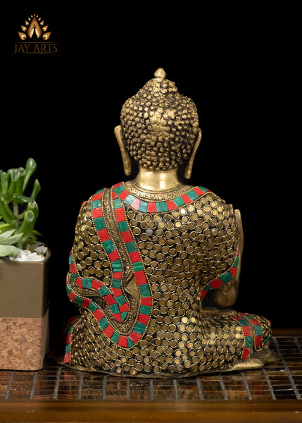 11" Brass Buddha Statue in Vitarka Mudra