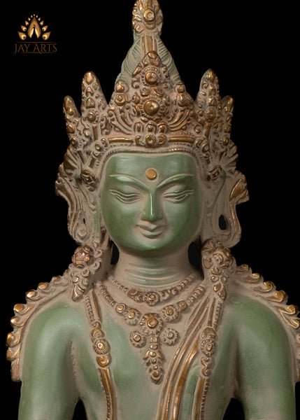 13" Crowned Buddha in Bhumisparsha Mudra with Exquisite Details