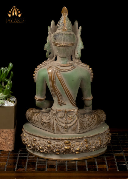 13" Crowned Buddha in Bhumisparsha Mudra with Exquisite Details