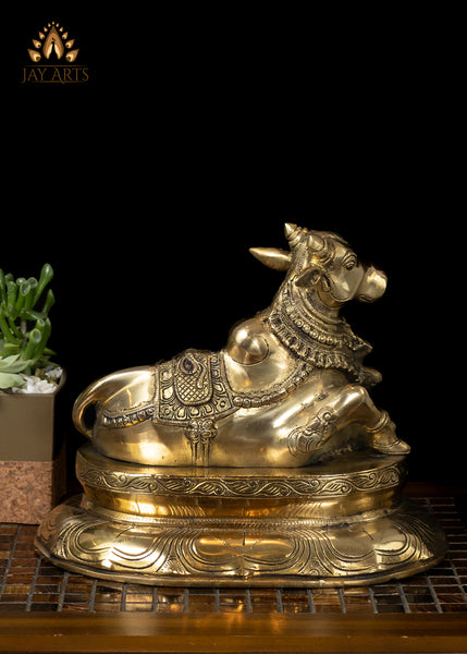 10" Nandikeshvara Brass Statue Shiva Vahana Nandi The Bull