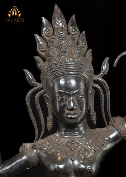 30" Dancing Khmer Style Apsara with Exquisite Details Cambodian Bronze Statue