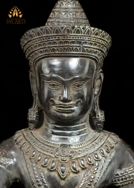 21" King Suryavarman II Cambodian King of the Khmer Empire Bronze Statue