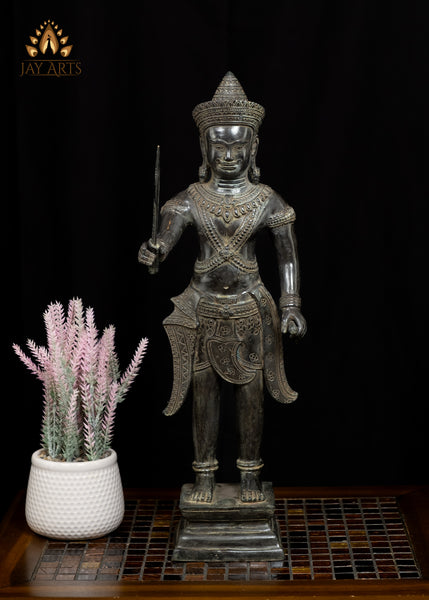 21" King Suryavarman II Cambodian King of the Khmer Empire Bronze Statue