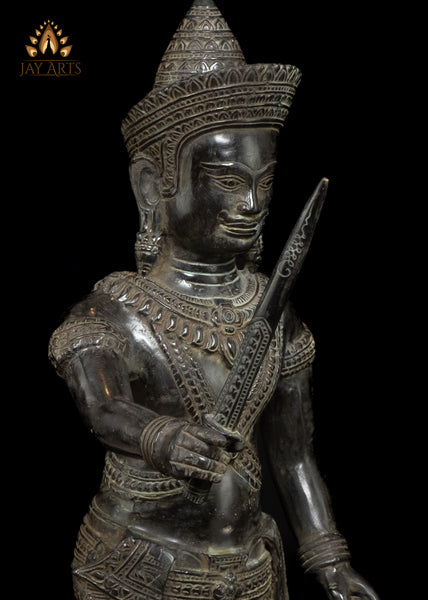 21" King Suryavarman II Cambodian King of the Khmer Empire Bronze Statue