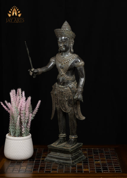 21" King Suryavarman II Cambodian King of the Khmer Empire Bronze Statue