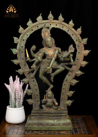 24" Brass Nataraja Standing on Apasmara Demon, Dancing Shiva Statue