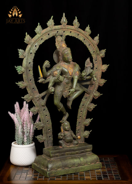 24" Brass Nataraja Standing on Apasmara Demon, Dancing Shiva Statue