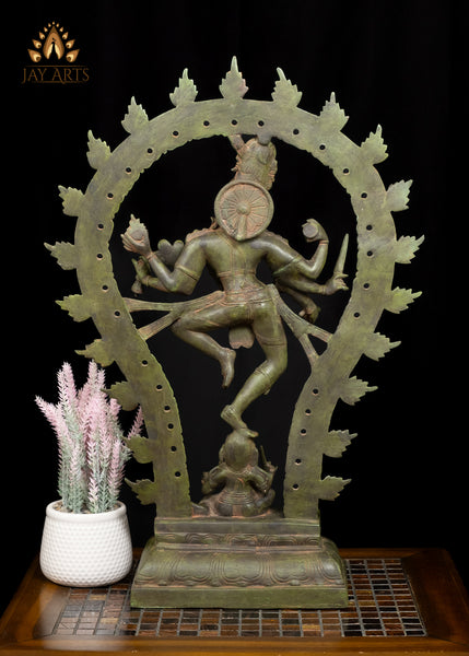 24" Brass Nataraja Standing on Apasmara Demon, Dancing Shiva Statue