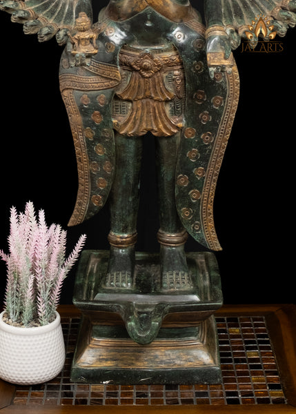 43" Bronze Standing Hevajra with Multiple Faces and Arms in Suchi Mudra Cambodian Statue