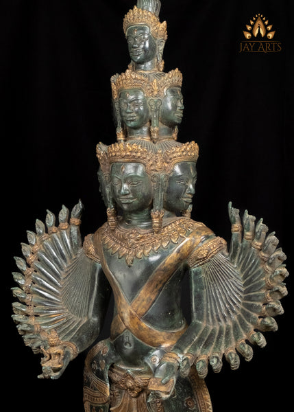 43" Bronze Standing Hevajra with Multiple Faces and Arms in Suchi Mudra Cambodian Statue