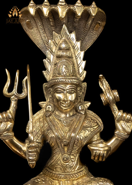 10” Brass Goddess Mariamman Statue Hindu Goddess of Rain