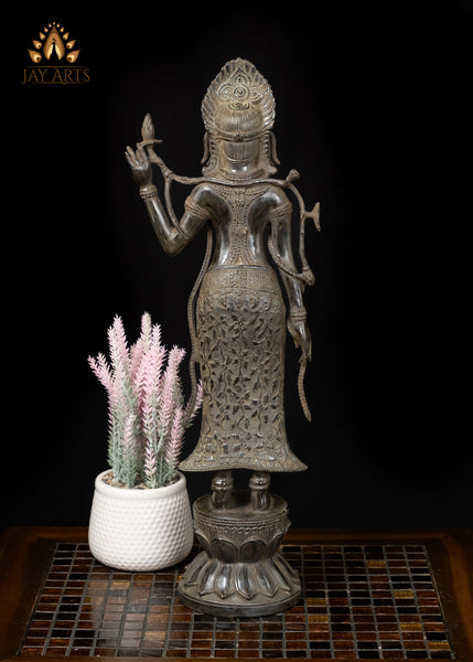 21" Khmer Style Standing Goddess Lakshmi in a Graceful Pose Cambodian Bronze Statue