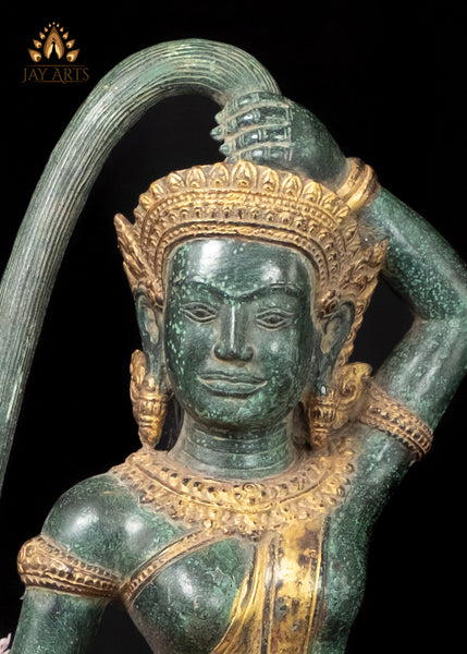 17" Phra Mae Thorani The Earth Goddess Cambodian Bronze Statue