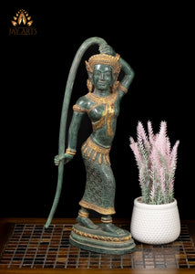 17" Phra Mae Thorani The Earth Goddess Cambodian Bronze Statue