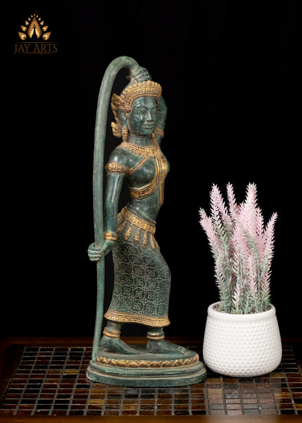 17" Phra Mae Thorani The Earth Goddess Cambodian Bronze Statue