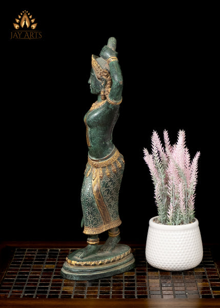 17" Phra Mae Thorani The Earth Goddess Cambodian Bronze Statue