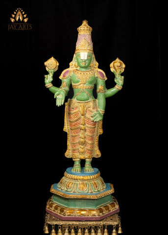 39" Brass Venkateswara Statue with a mesmerizing color scheme Lord Balaji The Eternal Brilliance