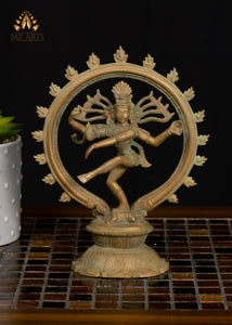 8" Bronze Nataraja Statue Lord of the Dance - Small Altar Piece with Fine Details