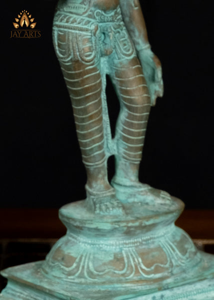 9" Goddess Sivagami (Parvati) Standing in a Graceful Pose South Indian Bronze Statue