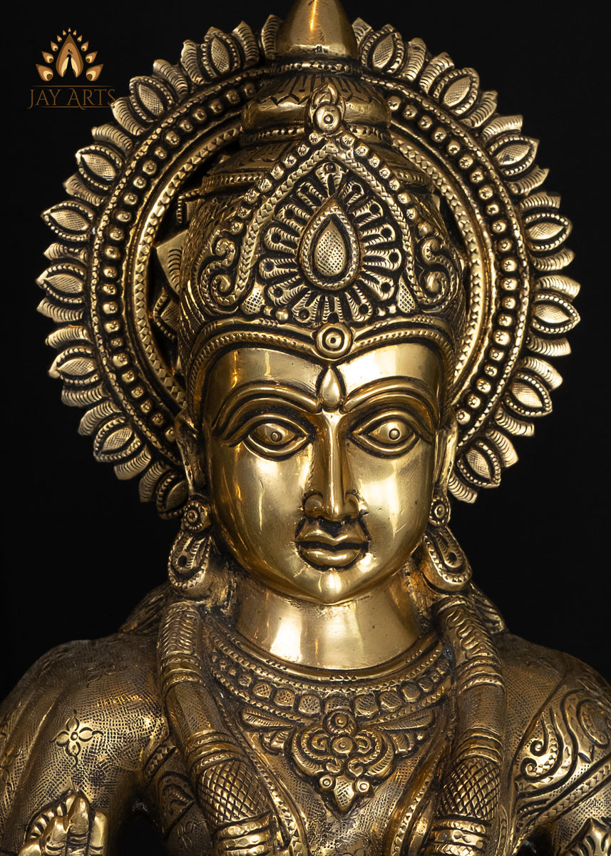 24” Goddess Durga devi seated on a Lion (Simhavahini) - Brass Durga St ...