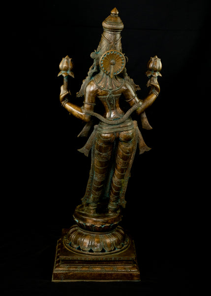 Bronze Standing Goddess Lakshmi 38" - Lost-Wax Method Sculpture