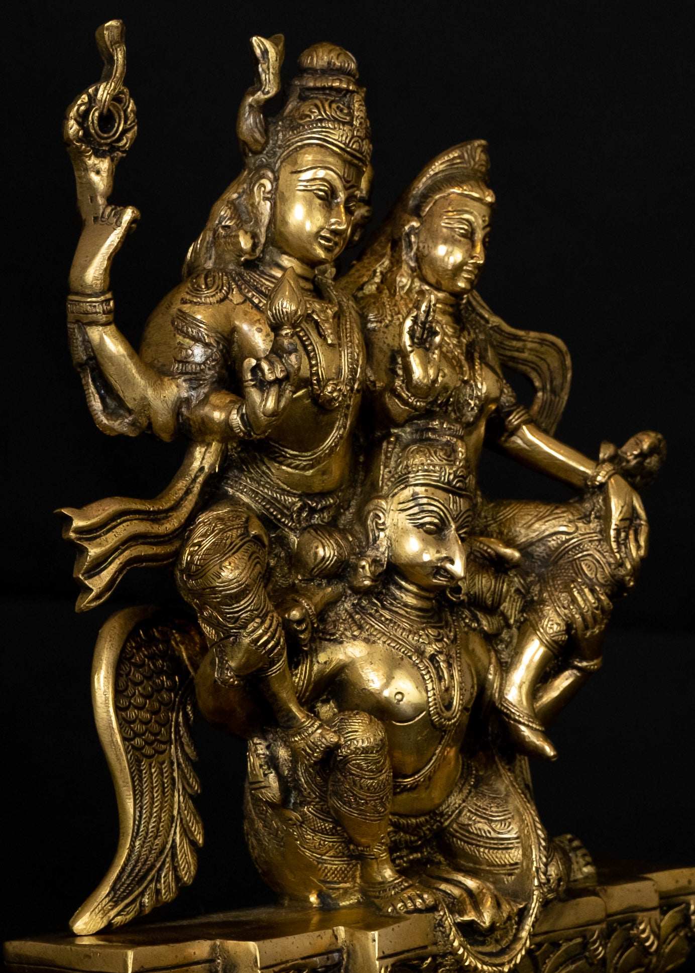 Lord Vishnu And Goddess Lakshmi On Garuda 12" Brass Statue – JayArts.com