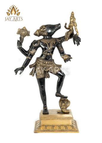 Lord Vishnu in Varaha Avatar with Bhooma Devi 17" - Brass Statue