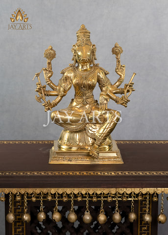 Goddess Varahi Amman (The Granter of Boons) 13" Brass Statue