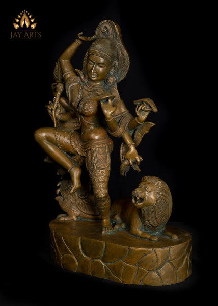 Bronze Dancing Ardhanareeswara 20" Lost-Wax Method Sculpture